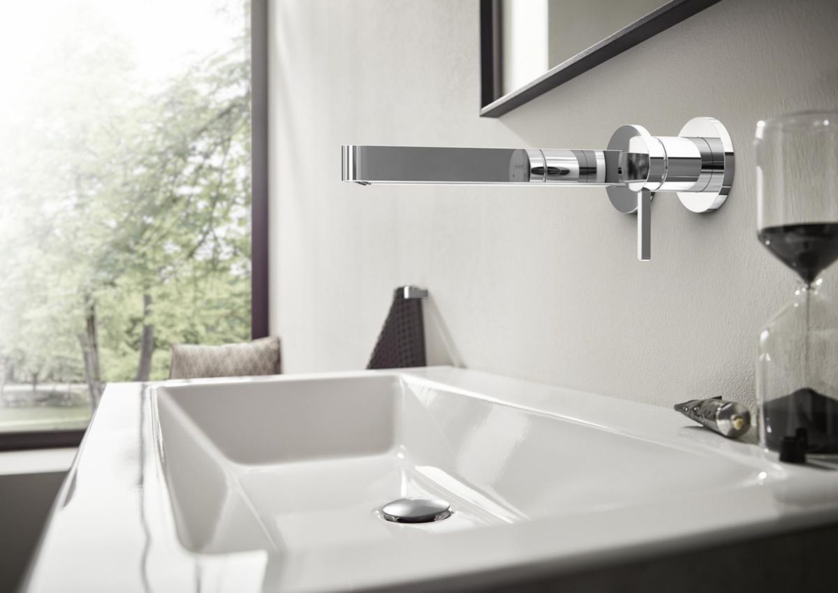 hansgrohe Finoris Mitigeur de lavabo encastré mural, bec 228 mm, bonde à écoulement libre, Chrome