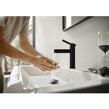 hansgrohe Finoris Mitigeur de lavabo 100, bonde Push-Open, Noir mat