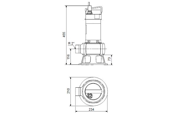 Pompe UNILIFT AP 50B.50.08.1 d'assainissement inox à usage domestique et collectif, monophasé 230V, sans interrupteur à flotteur, câble de 10m réf : 96004587