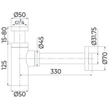 Siphon design rond long en laiton chromé 33X42 Altech