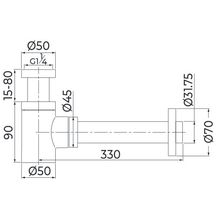 Siphon design carré en laiton chromé 33X42 Altech