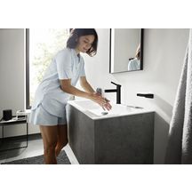 hansgrohe Finoris Mitigeur de lavabo 100, bonde Push-Open, Noir mat