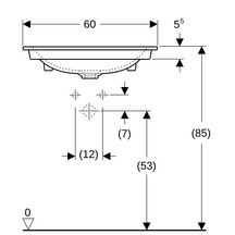 Lavabo pour meuble Geberit ONE, sortie verticale: B=60cm, T=48cm, Trou de robinetterie=Au centre, Trop-plein=Sans, blanc / KeraTect