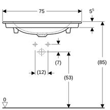 Lavabo pour meuble Geberit ONE, sortie verticale: B=75cm, T=48cm, Trou de robinetterie=Au centre, Trop-plein=Sans, blanc / KeraTect