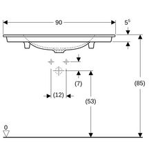 Lavabo pour meuble Geberit ONE, sortie verticale: B=90cm, T=48cm, Trou de robinetterie=Au centre, Trop-plein=Sans, blanc / KeraTect