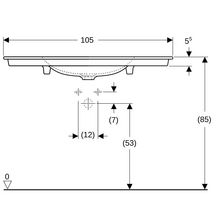 Lavabo pour meuble Geberit ONE, sortie verticale: B=105cm, T=48cm, Trou de robinetterie=Sans, Trop-plein=Sans, blanc / KeraTect