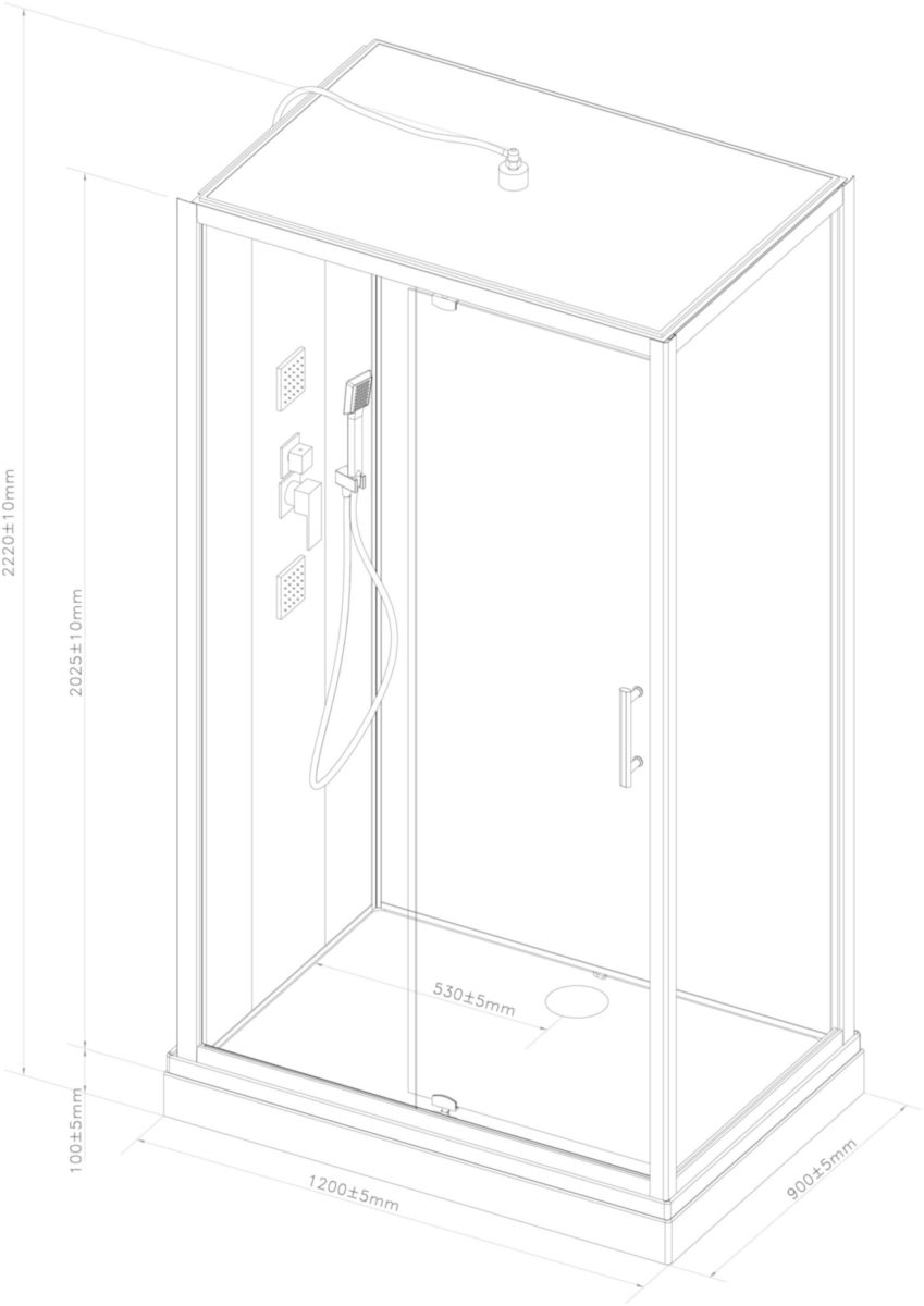 Paroi pour Cabine Alterna Concerto 2 accès de face porte pivotant 120 x 90 cm