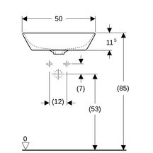 Lavabo à poser Geberit ONE en forme de vasque, sortie verticale: B=50cm, T=42.5cm, Trou de robinetterie=Sans, Trop-plein=Sans, blanc / KeraTect