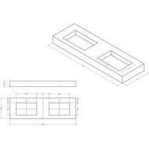 Plan de toilette Alterna Zao avec double vasque 160 cm Chêne blanchi (HPL)