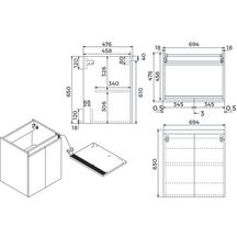 Meuble sous vasque Alterna Primeo 70 cm 2 portes suspendu gris