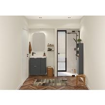 Colonne DELPHY 1 porte droite, 2 niches H.124 x P.17 x L.40 finition graphite mat réf: AYNNP40D396DY