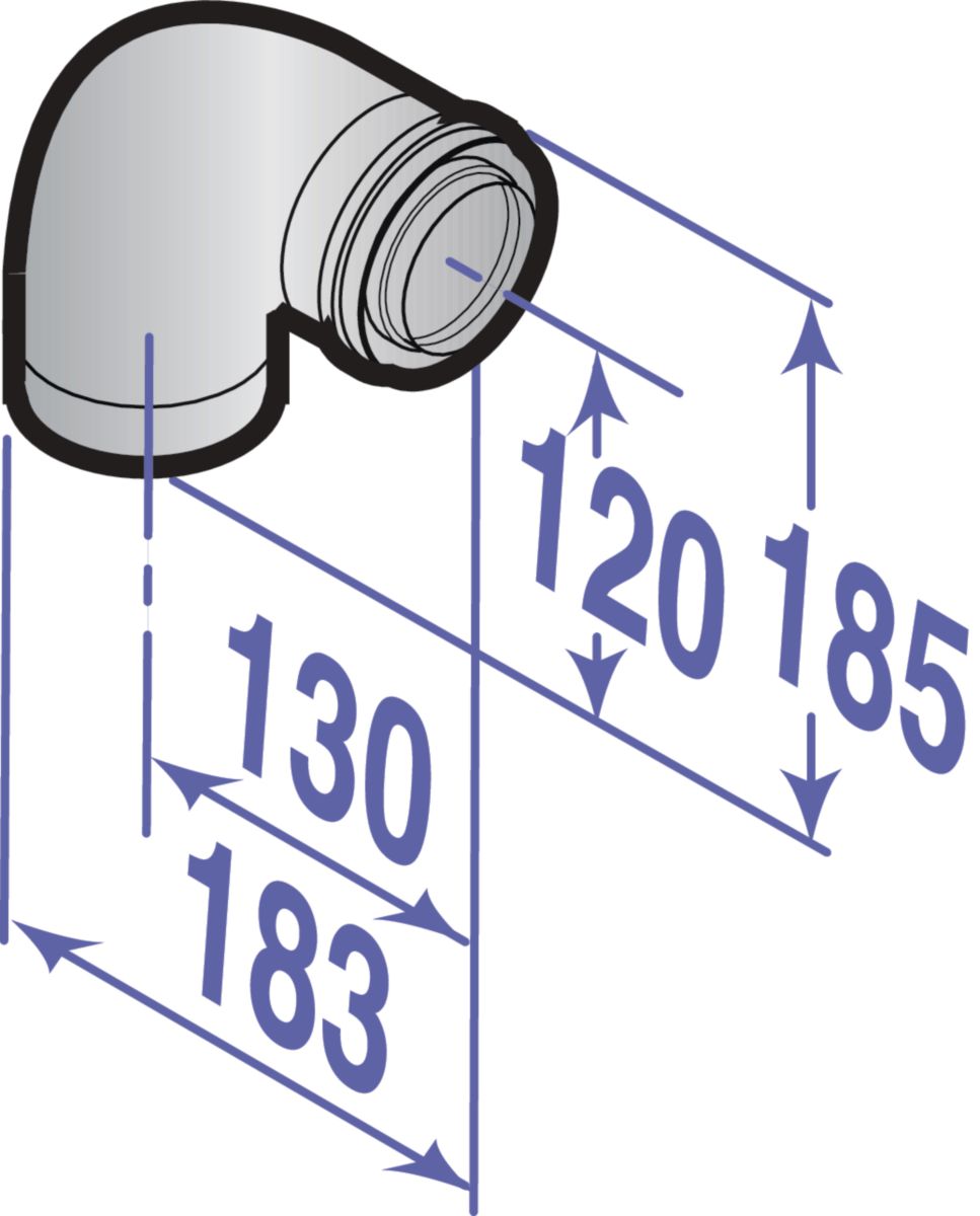 Coude à 87° Alu/PPS diamètre 80 / 125 mm DY131 réf. 84887531