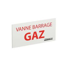 Plaque signalétique ''VANNE BARRAGE GAZ'' 100x200mm réf 2903016