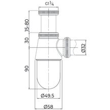 Siphon laiton chromé pour lavabo 33X42 Altech