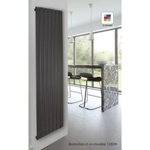 Radiateur électrique Acova Fassane Premium vertical, commande radiofréquence RF, puissance 1500W, hauteur 1817 mm, largeur 592 mm, 8 éléments, couleur Réf. THXP150-180/GFC