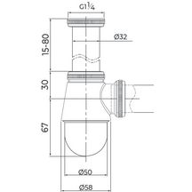 Siphon laiton chromé petit culot pour bidet 33X42  Altech