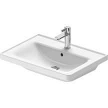 Lavabo Duravit D-Neo 650 mm avec plage de robinetterie trop-plein 1 trou de robinetterie finition Blanc Brillant Réf. 2367650000