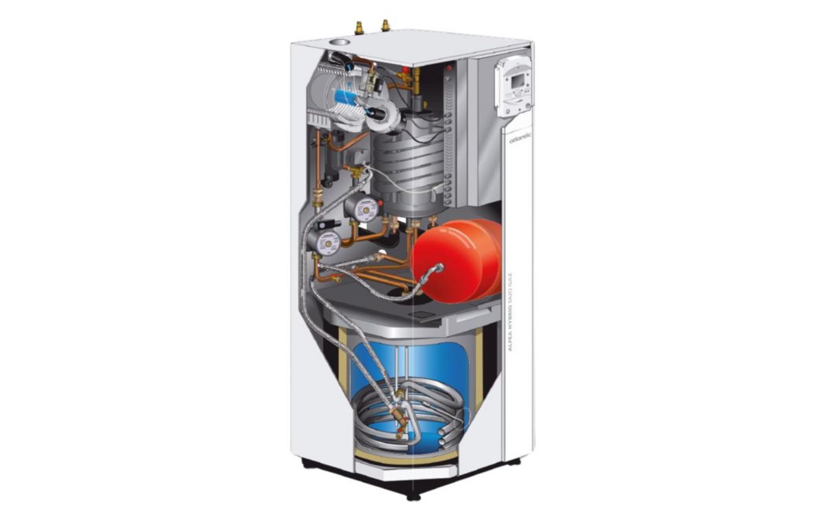 Pompe à chaleur hybride avec appoint fioul. Air-eau Alféa Hybrid Duo Fioul 13,5 kW 230 V Mono Classe énergétique ECS A réf. 524832