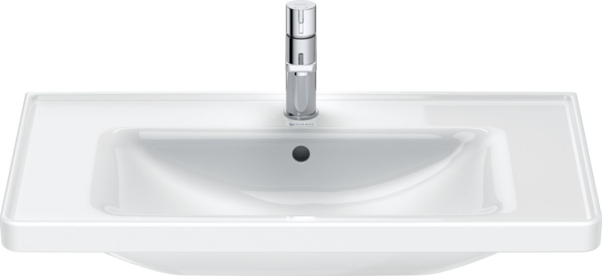 Lavabo Duravit D-Neo 800 mm avec plage de robinetterie trop-plein 1 trou de robinetterie finition Blanc Brillant Réf. 2367800000