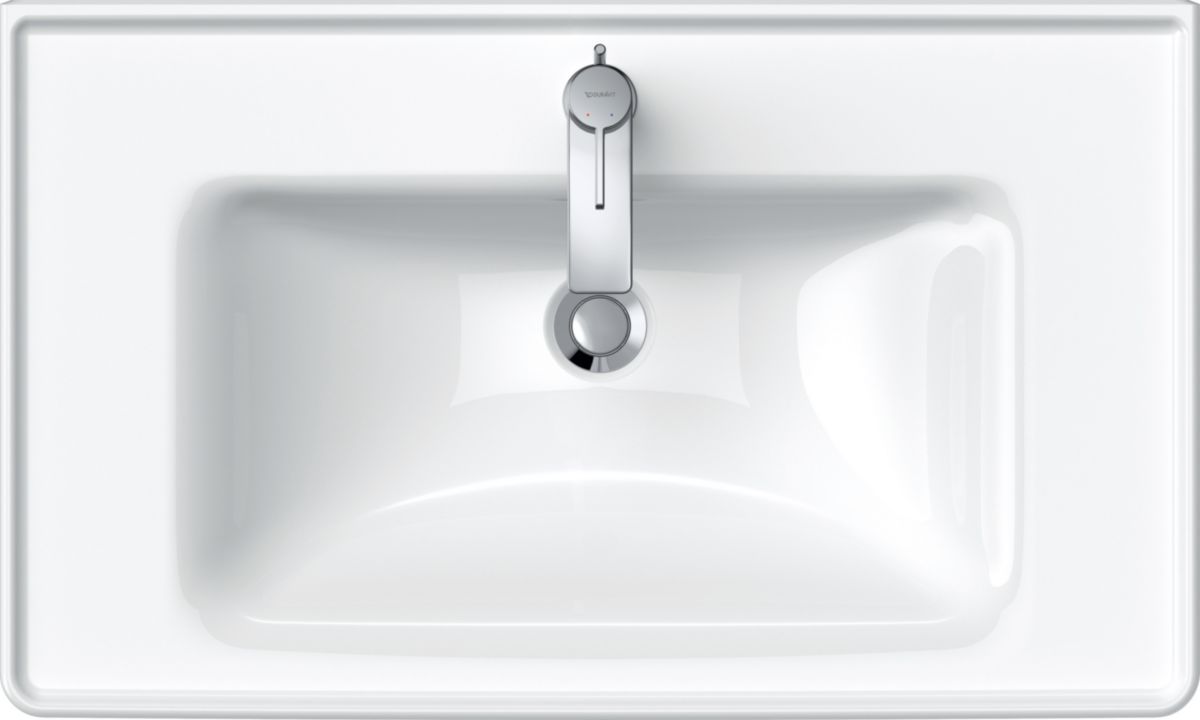 Lavabo Duravit D-Neo 800 mm avec plage de robinetterie trop-plein 1 trou de robinetterie finition Blanc Brillant Réf. 2367800000