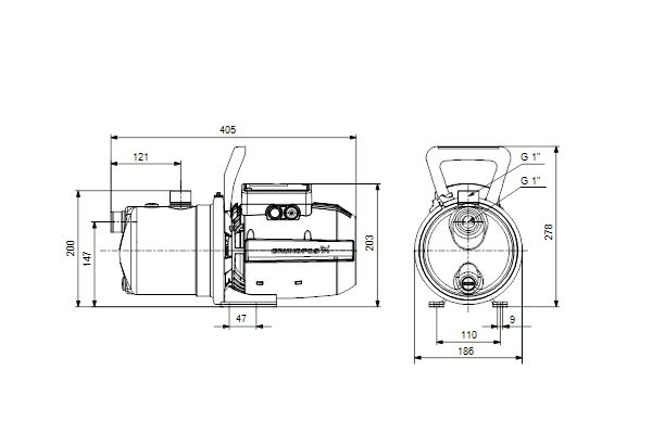 Pompe de surface auto-amorçante JP 4-47 Monophasé 4m3/h 850W Réf. 99458767