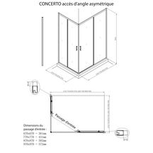 Paroi de douche Alterna Concerto accès en angle un côté réversible longueur 70 cm profilé blanc verre transparent