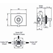 Habillage pour mitigeur thermostatique encastré ASCOTT, nickel brillant Réf. 65525/NB