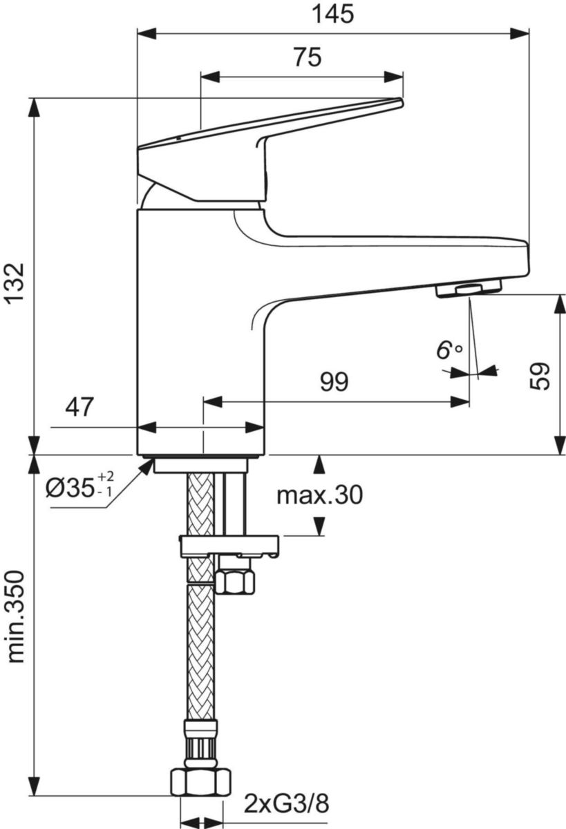 Mitigeur lavabo CERAPLAN Piccolo sans tirette Chromé Réf : BD200AA