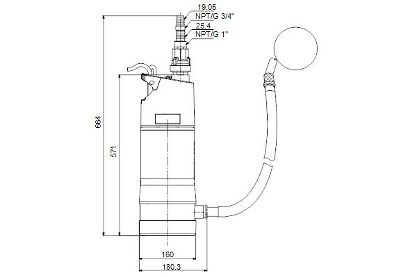 Pompe de puits vitesse fixe SAB 3-45 AW 230V 50Hz 15m Schuko GAS réf. 92713101