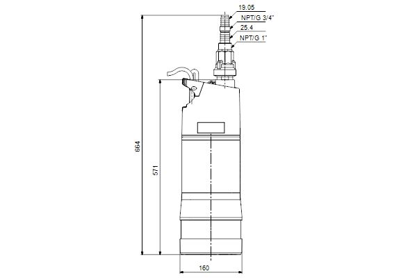 Pompe de puits à vitesse fixe SAB 3-45 M 230V 50Hz 15m Schuko GAS réf. 92834170