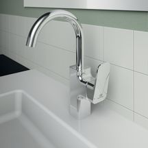 Mitigeur de lavabo CERAPLAN bec tube haut sans tirette Chromé Réf : BD234AA