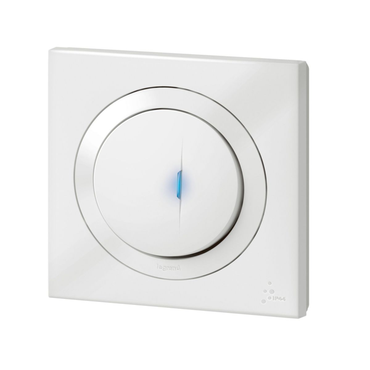 Legrand - poussoir simple avec voyant lumineux dooxie ip44 6a 250v livré avec plaque carrée blanche et griffes Réf 600014