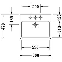 Lavabo VERO, 60 x 46,5, avec trop-plein et plage de robinetterie, Blanc Réf. 0454600000