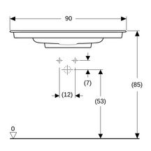 Lavabo pour meuble Geberit ONE, sortie horizontale, 90x48cm, sans trou de robinetterie, sans trou de trop-plein, blanc / KeraTect