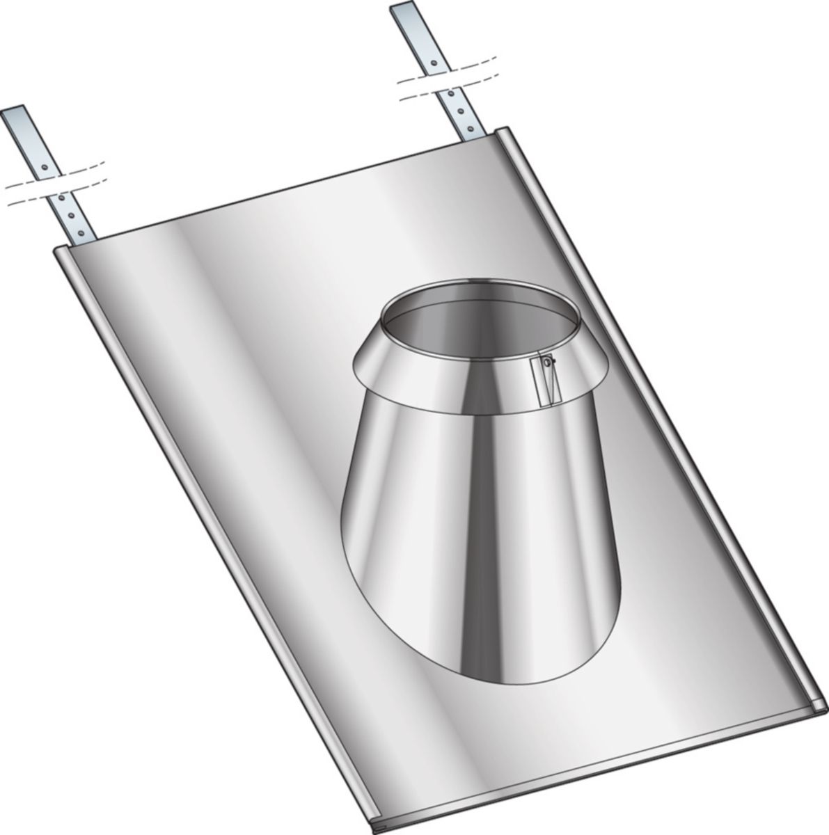 Solin pour toiture ardoise THERMINOX TI inox, pente 30 à 45°, diamètre 180 mm SIA 45° 180 TZ Réf. 20180074/9999