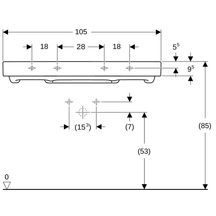 Lavabo Geberit ONE, sortie horizontale, 105x48cm, sans trou de robinetterie, sans trou de trop-plein, blanc / KeraTect