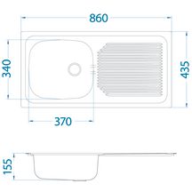 Evier à encastrer ÉCO 1 cuve 860 inox 18/10 nu, sans vidage, Lisse