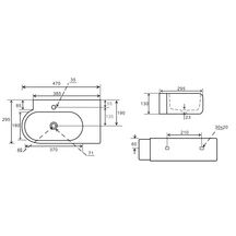 Lave-mains Alterna Plénitude asymétrique angle à droit 46,5X29