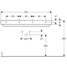 Lavabo Geberit ONE, sortie horizontale, 120x48cm, avec 1 trou de robinetterie, sans trou de trop-plein, blanc / KeraTect