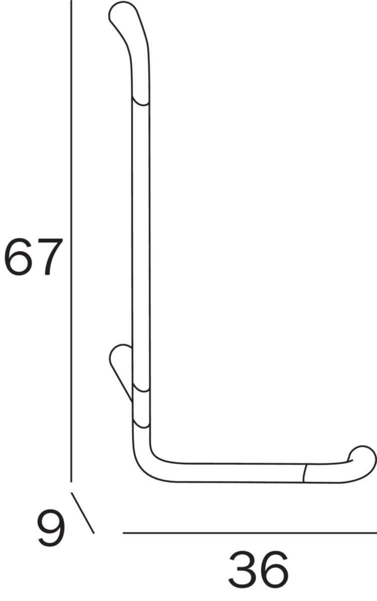 Barre d'appui CONFORT H 900 gauche en L 36 x 67 cm, chromé réf. AH993BCR