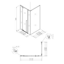 Paroi de douche Alterna Daily XL accès de face porte pivotante (fixe + pivot + fixe) profilé chromé longueur 120 cm