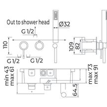 Mitigeur mécanique douche Alterna Design chromé, encastré horizontal avec corps d'encastrement