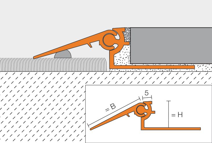 Profilé en aluminium naturel anodisé mat pour revêtement de sol Reno AEVT100B20 2,50m Schlüter