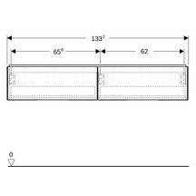 Meuble bas pour lavabo Geberit ONE, 2 tiroirs: L135cm, P47cm, mélaminé structuré bois Noyer Carya