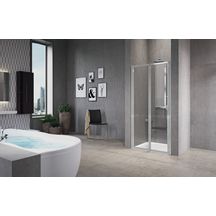 Porte de douche FREE 2 P, pliante en niche, 84 cm, version haute, hauteur 190 cm, extensible de 84 à 87 cm, profilé blanc, verre niva Réf. FREE2P84A-11A