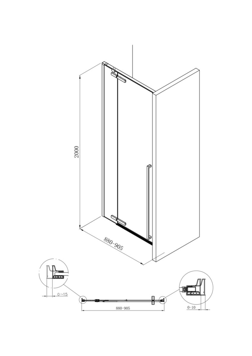 Kit d'installation en niche pour paroi de douche Alterna Daily (fixe + pivot) profilé chromé longueur 90 ou 100 cm