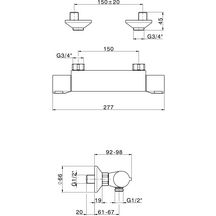 Mitigeur thermostatique de douche Alterna Concerto 3 laiton