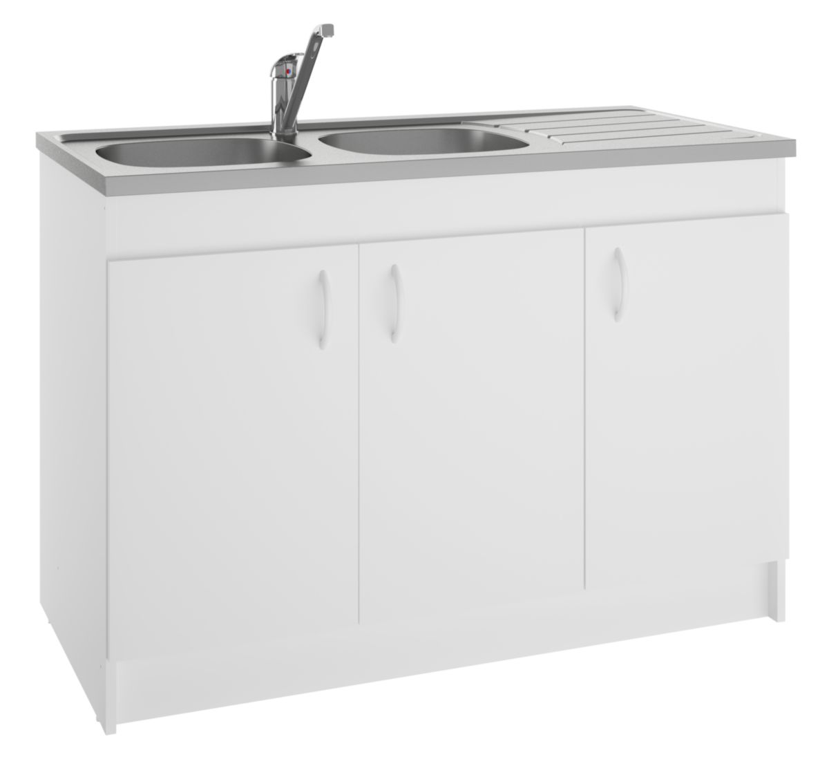 Meuble sous-évier SIM'HYDRO L 120 cm mélaminé blanc hydro. 3 Portes réf. S12N43120H