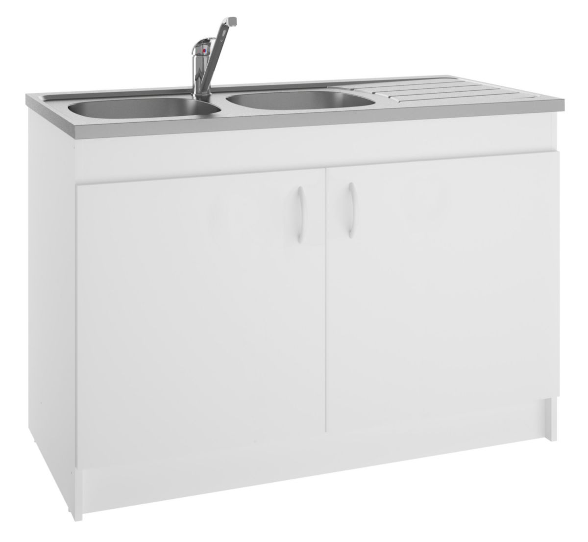 Meuble sous-évier SIM'HYDRO L 120 cm mélaminé blanc hydro. 2 Portes réf. S12N42120H