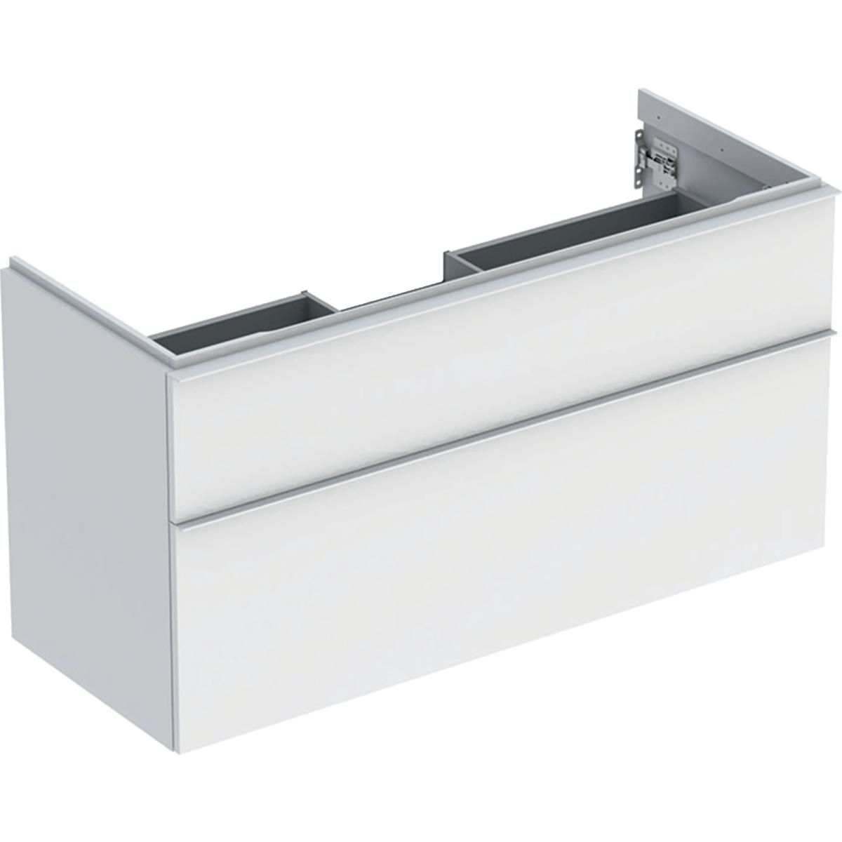 Meuble sous lavabo 120 cm 1 cuve Geberit iCon 2 tiroirs Blanc mat